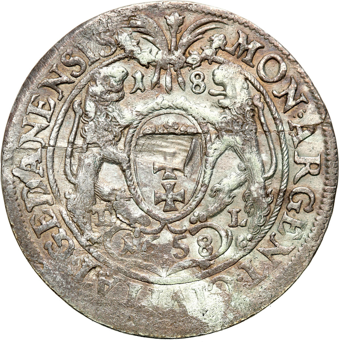 Jan II Kazimierz. Ort (18 groszy) 1658 DL, Gdańsk